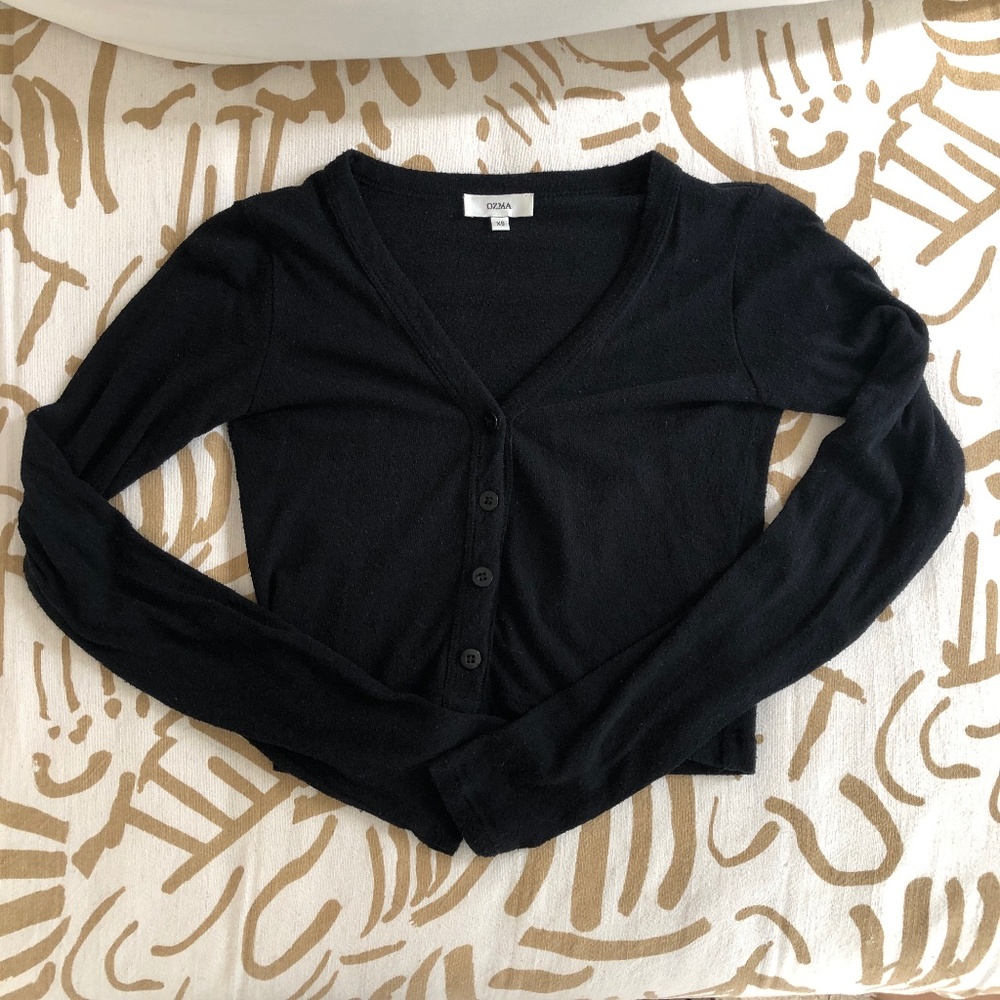 OZMA RAE CARDIGAN Silk Noil Black New